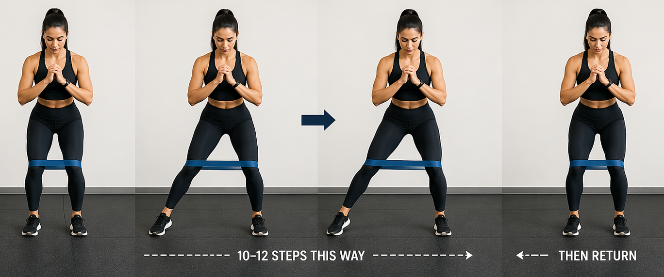 IT Band Syndrome: Causes, Symptoms, and Physiotherapy Exercises for Runners 3 Lateral Band Walks